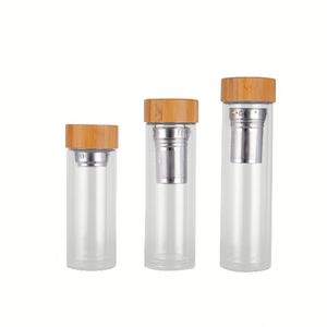 แก้วสองชั้นฝาไม้ไผ่ใส พิมพ์โลโก้ตามสั่ง ขายส่ง - Product Image 3