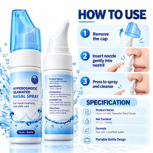 Spray nasal pour soulager les allergies, rinçage nasal au sel marin pour la congestion nasale, le <span class=keywords><strong>nez</strong></span> qui gratte et qui coule, soin nasal quotidien, OEM ODM, marque privée - Product Image 4