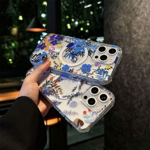 Coque transparente magnétique puissante avec motif floral pour chargeur sans fil compatible iPhone 17 16 15 14 Plus 13 12 11 Pro Max - Product Image 2