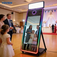Miroir Photo Booth de 70 Pouces pour Fêtes et Mariages avec Écran Tactile de 32/43 Pouces, Cabine Photo Selfie Lumineuse pour Événements