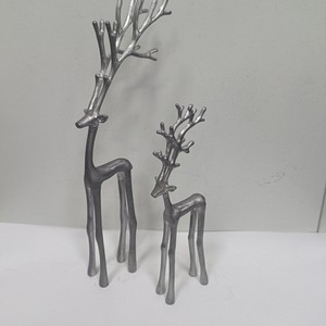 Alloy Deer Figurine Set Desktop <b>Ornament</b> Garden Decoration Cast Iron Decorative Animal Statues Home Decor Gray Blue Color - Product Image 4
