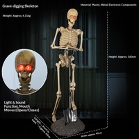 Décoration de scène pour Halloween, maison hantée et escape room : Squelette fantôme en plastique, électronique, avec lumières, sons et mouvements, thème fouillis de tombes