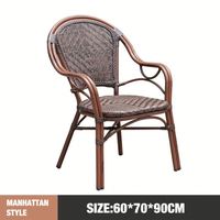 Chaises de salle à manger en rotin PE de style bistrot français pour l'extérieur, idéales pour les hôtels, les gymnases et les entrepôts