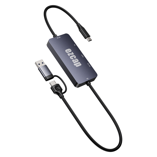 Ezcap DP/ HDMI Video Capture Card with USB 3.0 4K Input 1080P 60fps Recording PD Charging for Gaming & Streaming
