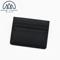 Dompet ramping anti-RFID berbahan kulit saffiano asli, dengan logo cetak khusus mewah dan modis dari Mount Yanzhi, tempat kartu kredit.