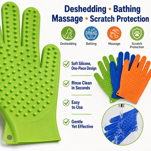 Gant de massage pour toilettage de chien YMS, cinq doigts, en silicone, pour l'élimination des poils, le bain et la toilette, utilisation moderne en salle de bain - Product Image 3