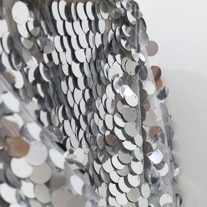 100% Polyester lưới vải Matte Vàng sequin Thêu 18mm lớn sequin vải trang trí nhà - Product Image 5