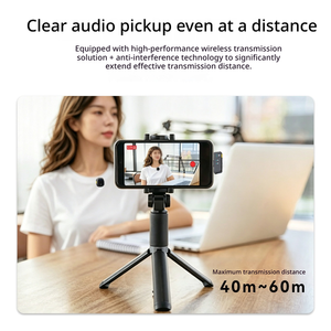 Microphone Lavalier Sans Fil Professionnel 4 Micros Réduction de Bruit IA Mini Équipement de Studio Vlogging Diffusion en Direct Type C Lumières LED - Product Image 5