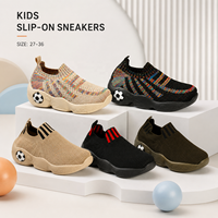 2026 Design Personnalisé Enfants Garçons Filles Baskets Flyknit Slip On Décor Football Léger Chaussures Sport Scolaires Taille 2