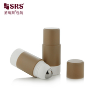 Flacon roll-on déodorant remplaçable en PP, finition mate marron, 50 ml et 75 ml