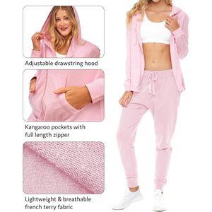Sudadera con capucha completa de felpa francesa FOXA para mujer, chaqueta de punto de algodón, manga regular, transpirable, para todas las estaciones - Product Image 5