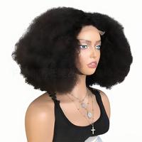 Perruque en cheveux humains bouclés afro/frisés afro, mélange de styles, avec closure en dentelle 4x4, 18 pouces, noire et volumineuse pour femmes, vente en gros