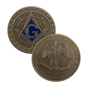 Insignia de Metal masónica de diseño libre personalizado, moneda de colección de oro estampada - Product Image 5