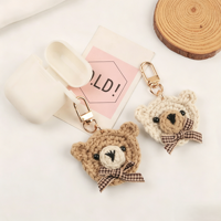 Mini ours en peluche avec nœud, porte-clés, accessoire de bricolage, cadeaux d'anniversaire, petits porte-clés ours en peluche, breloques de sac
