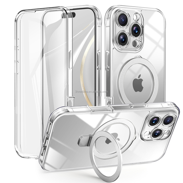 Powerful 360° Sports Tempered Glass iPhone 16 Pro Max Case Strongly Magnetic Phone Grip Compatible with PC Mobile Phone Cases