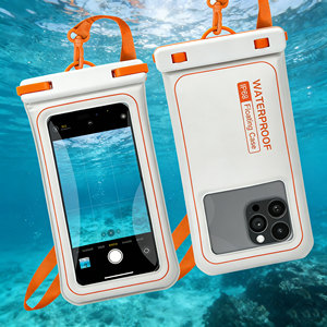 Funda impermeable para teléfono con correa desmontable, funda de PVC de 19cm para nadar, bolsa universal para teléfono móvil, azul y naranja - Product Image 2