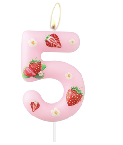 Bougie d'<span class=keywords><strong>anniversaire</strong></span> fraise rose numéro <span class=keywords><strong>9</strong></span> pour gâteau, pour filles, enfants, bébés, 9e <span class=keywords><strong>anniversaire</strong></span>, thème fraise, fraise douce - Product Image 5
