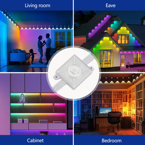 Đèn dây trang trí ngoài trời Pixel RGB 50ft AC220V, chống nước IP67, dùng cho mái hiên, cảnh quan, 30 bóng đèn, đèn Giáng sinh ngoài trời - Product Image 6