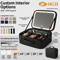 Trousse de Maquillage Portable Premium avec Fermeture Éclair, Miroir LED et Compartiment pour Pinceaux de Maquillage