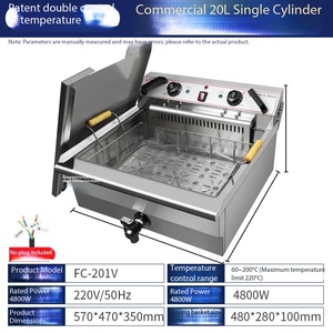 60-200 ℃   <span class=keywords><strong>Friteuse</strong></span> profonde réglable, amovible et <span class=keywords><strong>lavable</strong></span> FC-101V pour les petites entreprises, les plats à emporter et les stands de nourriture de rue - Product Image 4