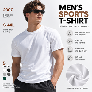 เสื้อยืดคอตตอนผสมโซโรนาสำหรับผู้ชาย 68% โซโรนา 32% โพลีเอสเตอร์ แห้งเร็ว ระบายอากาศดี เหมาะสำหรับออกกำลังกาย วิ่ง และเล่นกีฬา - Product Image 1