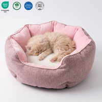 Lit d'hiver chaud pour animaux de compagnie Chien Chat Nid doux pour animaux de compagnie avec tapis amovibles Forme octogonale Chenil Canapé-lit