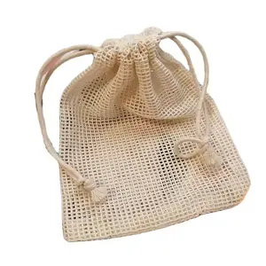 Yaz bahar promosyon için örgü Net ile küçük organik pamuk ipli büyük el çantası kullanımlık Vintage tarzı bakkal alışveriş çantası