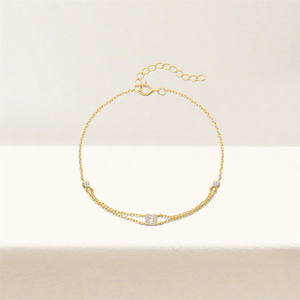 925 Bow Shape Fashion <b>Heart</b> Zircon Two Layer <b>Bracelet</b> for Young Girl - Product Image 6