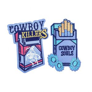 Patch brodé thermocollant motif Cowboy, Cigarettes et Tabac pour la décoration de vêtements, chapeaux et sacs - Product Image 1
