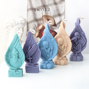 Moule en silicone pour sculpture artistique à ailes d'ange, représentant <span class=keywords><strong>la</strong></span> Vierge <span class=keywords><strong>Marie</strong></span>, <span class=keywords><strong>la</strong></span> famille <span class=keywords><strong>de</strong></span> Jésus (trois personnes), <span class=keywords><strong>la</strong></span> Sainte Charbel, pour <span class=keywords><strong>la</strong></span> fabrication <span class=keywords><strong>de</strong></span> bougies et d'articles religieux catholiques chrétiens en cire - Product Image 6