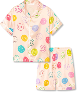 Pigiami estivi da bambina estivi nuovi arrivi pigiami in raso per bambine piccoli e grandi set di abbigliamento per bambini con stampa carina - Product Image 4