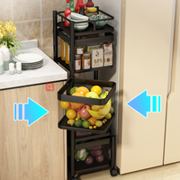 Chariot Desserte Utilitaire Pivotant en Métal 2/3/4/5 Niveaux avec Roues, Étagère de Rangement Organisateur de Cuisine en Gros