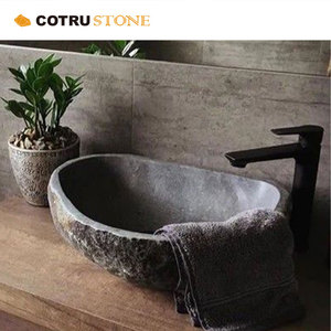 Natural Surface Cobble Rough <strong>River</strong> <strong>Stone</strong> for Bathroom Sink Washing Basin - Product Image 5