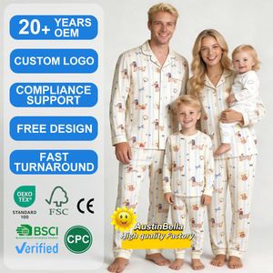 Conjuntos de <span class=keywords><strong>Pijamas</strong></span> de Bambú Personalizados para Mujer, <span class=keywords><strong>Pijamas</strong></span> Estampados para Niños de 2 Piezas, <span class=keywords><strong>Pijamas</strong></span> Familiares a Juego - Product Image 1