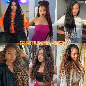 Extensions de cheveux synthétiques Soft River Locs en <span class=keywords><strong>fibre</strong></span> basse température, tissage simple, pour tresses au crochet Goddess Braids, cheveux bouclés, 18 pouces, 24 mèches - Product Image 6