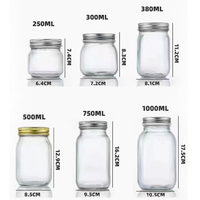 Grosir Stoples Kaca Mason Bulat Mulut Lebar Kedap Udara Kosong Ukuran 150ml hingga 1000ml dengan Tutup Terpisah untuk Bumbu, Pengalengan, dan Saus