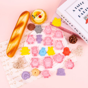 Cortador de <span class=keywords><strong>Galletas</strong></span> de Plástico Ecológico con Forma de <span class=keywords><strong>Monstruo</strong></span> Pequeño y Adorable, Herramienta para Hornear con Forma de Dibujos Animados en 3D - Product Image 4