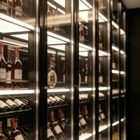 Armoire à vin en verre haut de gamme pour club, villa, salle d'exposition