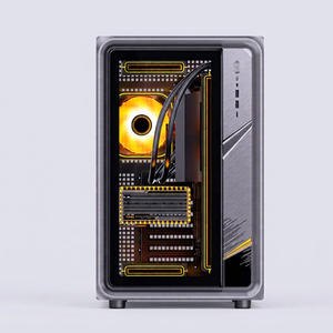 Boîtier de PC de jeu ATX en aluminium gris Jonsplus BO400 neuf - Product Image 1