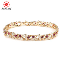 Redleaf Hot D VVS Moissanite Bracelet Fine Jewelry Argent 925 Plaqué Or 18K Synthétique Rouge Rubis Bracelets & Bracelets Pour Cadeau