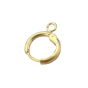 high quality elegant jewelry findings gold plated metal brass circle earring connector wires hooks for daily wear