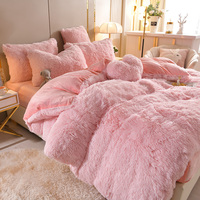 Parure de lit de luxe en velours de vison, 4 pièces, ultra douce, épaisse et chaude pour l'hiver, housse de couette en fausse fourrure, linge de lit en peluche pour la maison