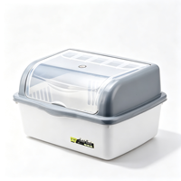 Boîte de rangement pour vaisselle en plastique avec couvercle transparent anti-poussière, organiseur de bols et d'assiettes pour comptoir de cuisine
