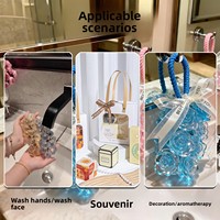 Sabun Tangan Kristal Mawar Transparan Padat Buatan Tangan dengan Minyak Kelapa Melembapkan dan Menyegarkan, Bentuk Rumbai Anggur, Set Kotak Hadiah