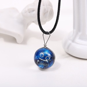Collar de cadena PFT Vintage Zodiac con colgante personalizado de PU+esmalte de color, chapado en plata, luminoso, para regalo de <span class=keywords><strong>pareja</strong></span> unisex - Product Image 3