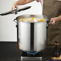 Marmite à soupe et riz multifonctionnelle classique en acier inoxydable pour hôtels, grande capacité, épaissie, avec couvercle, compatible gaz et induction