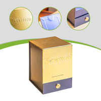 Boîte de parfum haut de gamme bleue et dorée avec gaufrage et doublure en éponge, boîte rigide à fermeture magnétique de luxe