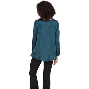 Moda Verde Esmeralda cuello tela suave transpirable mujeres superior de enfermería - Product Image 4