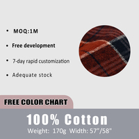 Tissu tissé 100% coton le plus vendu avec chemise en flanelle à carreaux teints respectueux de l'environnement pesant 170 g/m²