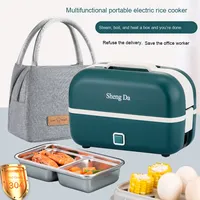Boîte à lunch électrique chauffante multifonctionnelle portable à double couche avec sac pour boîte à lunch